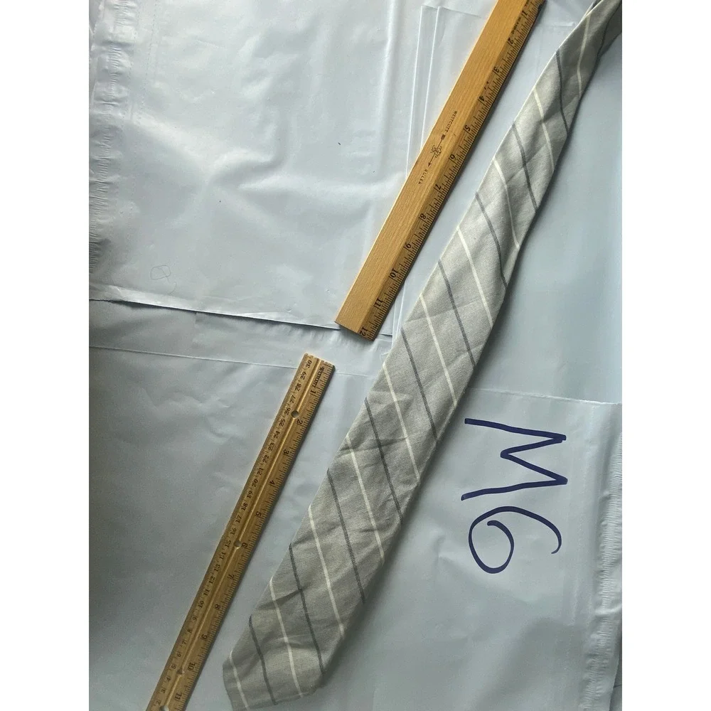 Mens Striped Necktie Gray White‎ Classic Business Formal Accessory